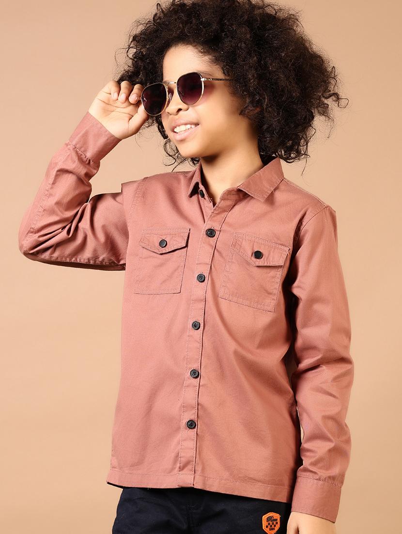 boys solid collared long sleeves shirt - 21676167 - Standard Image - 2