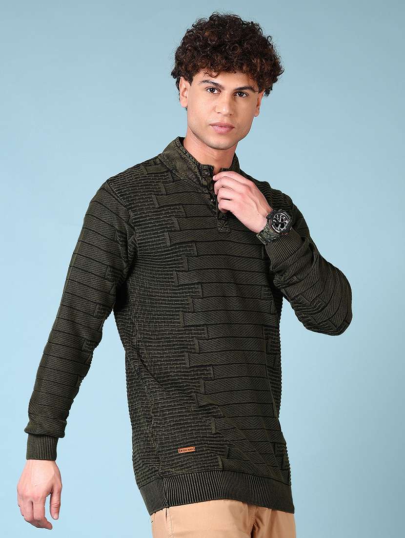 men self design long sleeve pullover sweater - 21676230 -  Standard Image - 2