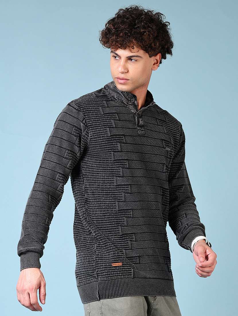 men self design long sleeve pullover sweater - 21676234 -  Standard Image - 2