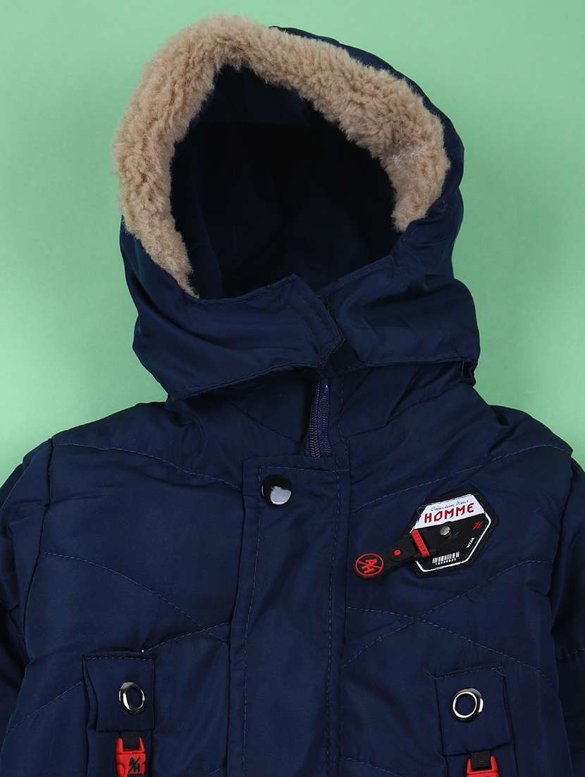 boys solid long sleeve hoodee quilted jacket - 21676368 -  Standard Image - 2