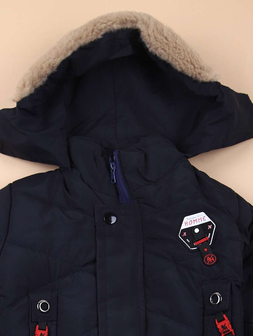 boys solid long sleeve hoodee quilted jacket - 21676369 -  Standard Image - 2