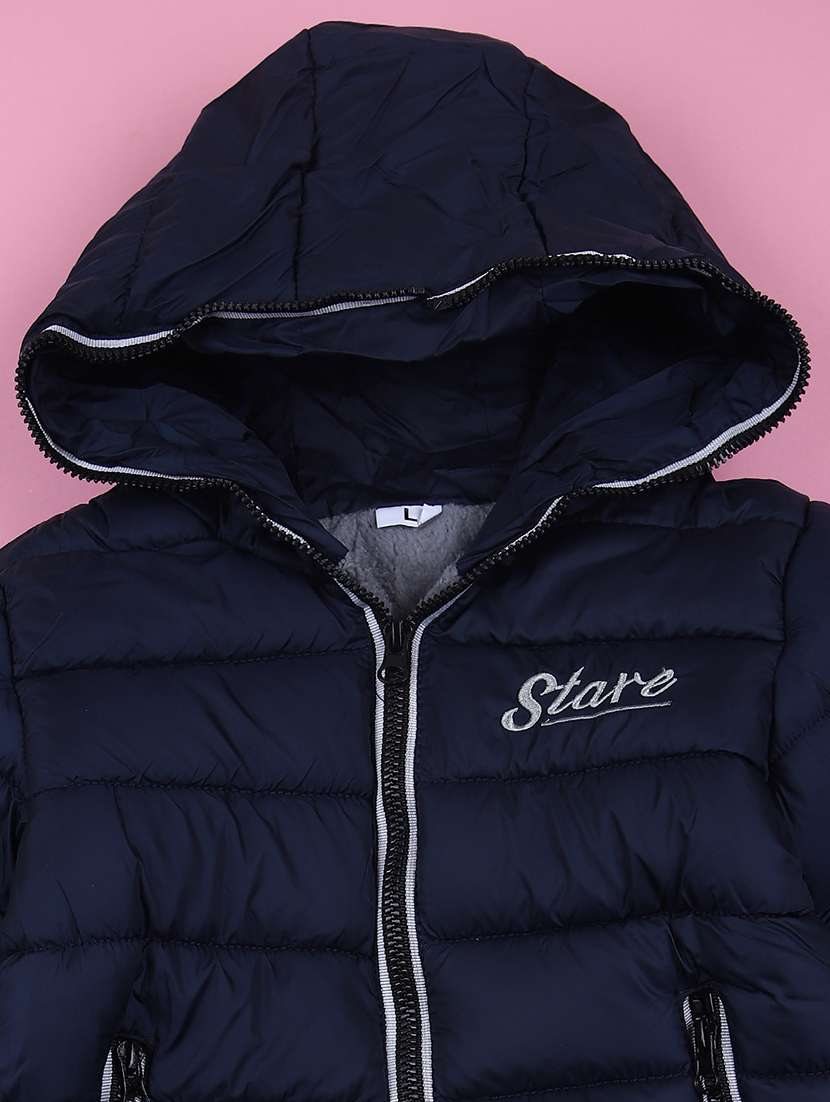 Boys Solid Long Sleeve Hoodee Quilted Jacket - 21676370 -  Standard Image - 2
