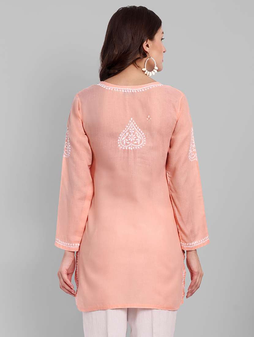 women chikankari long sleeve straight kurti - 21676587 -  Standard Image - 2