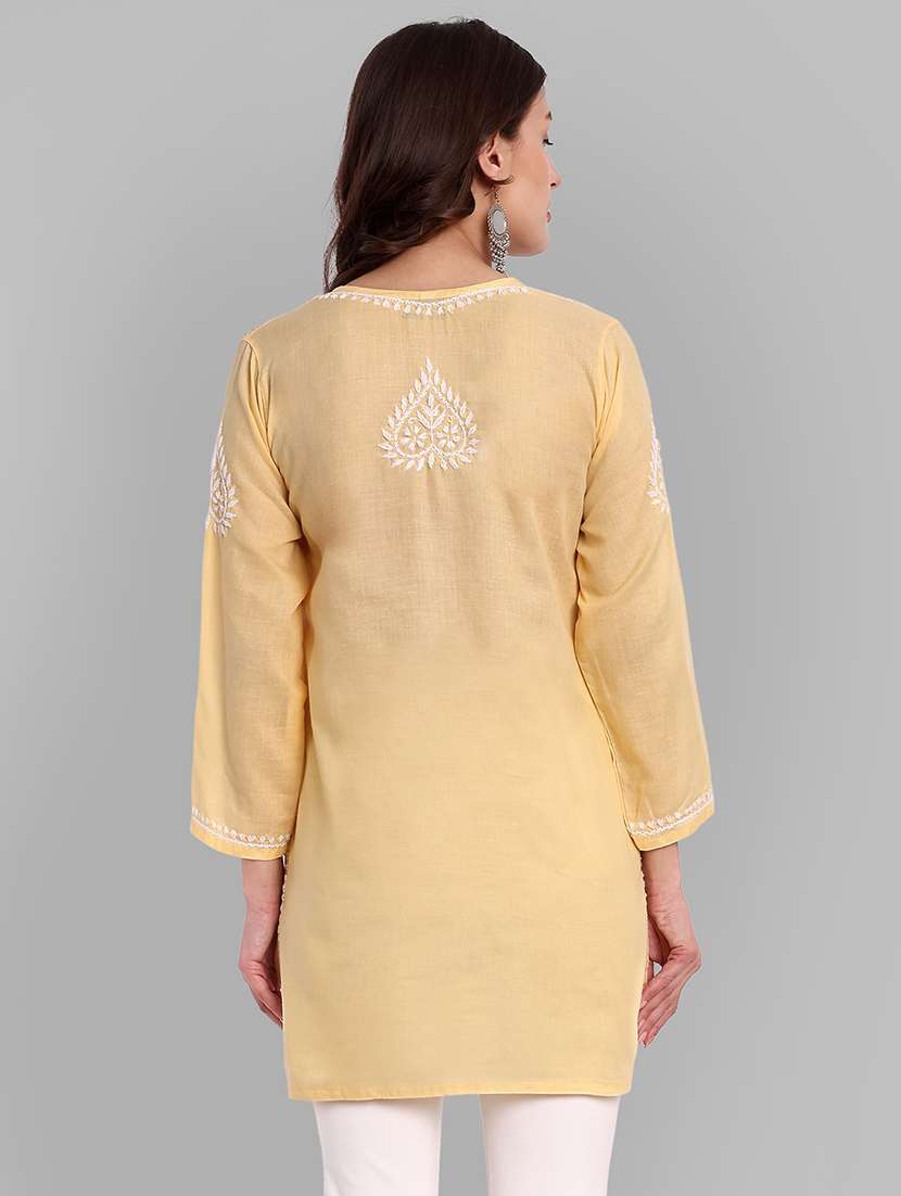 women chikankari long sleeve straight kurti - 21676588 -  Standard Image - 2