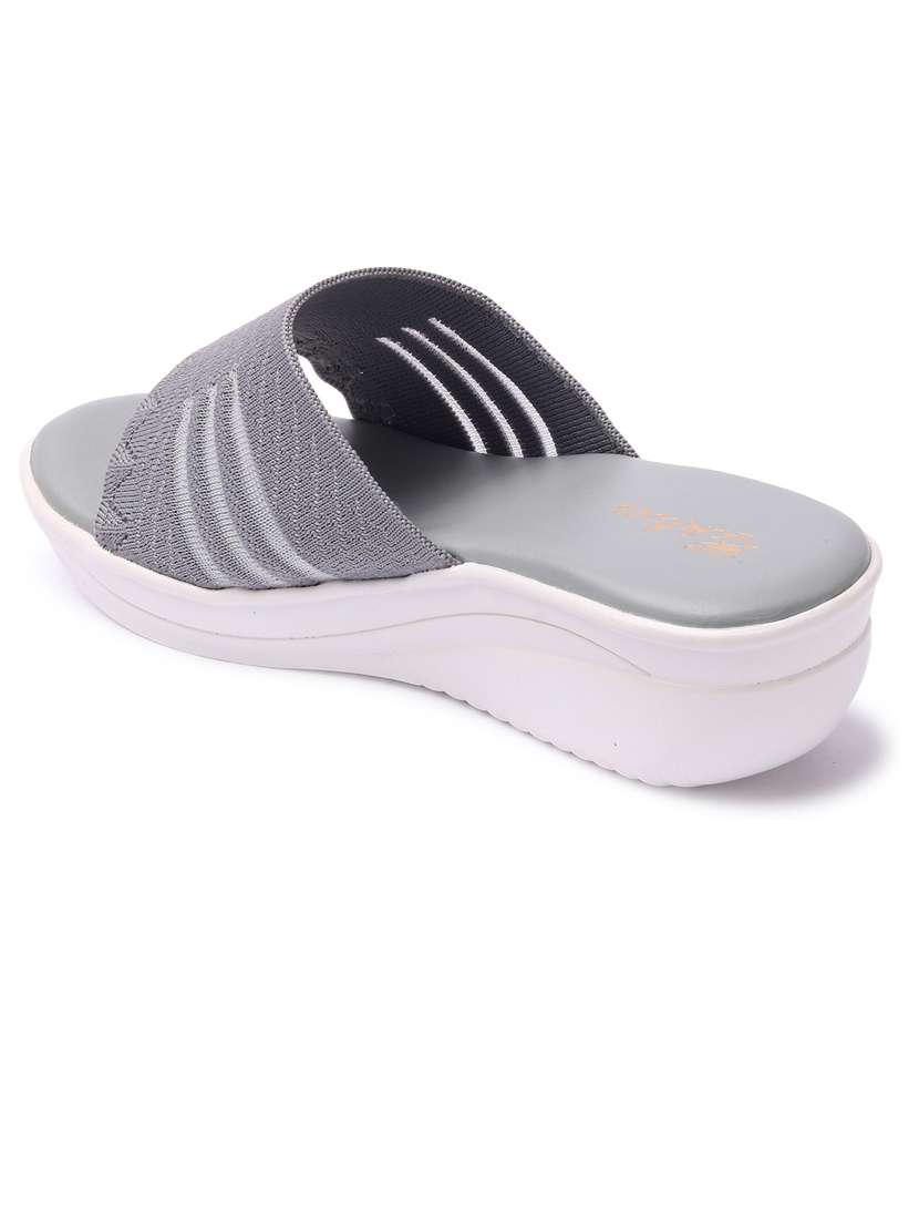 grey leatherette slip on sandals - 21676682 - Standard Image - 2