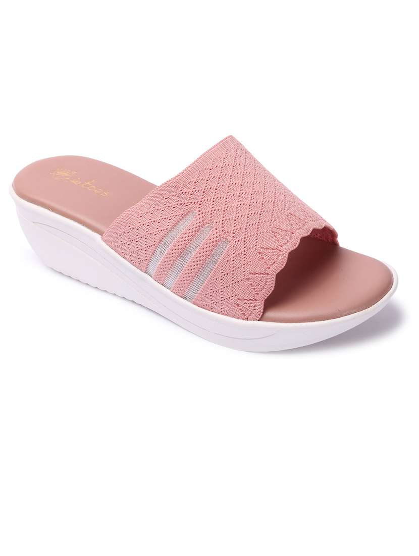 pink leatherette slip on sandals - 21676683 - Zoom Image - 0