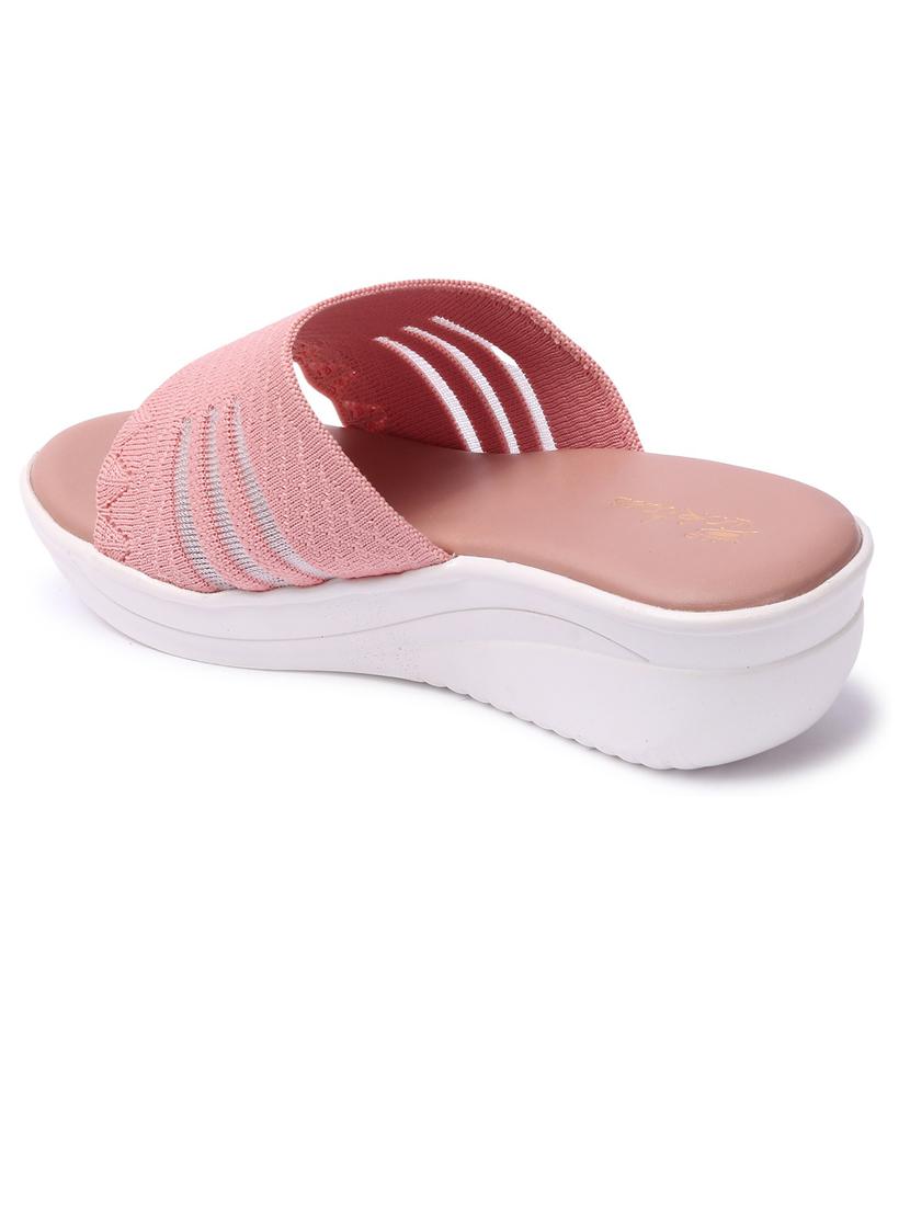 pink leatherette slip on sandals - 21676683 - Standard Image - 2