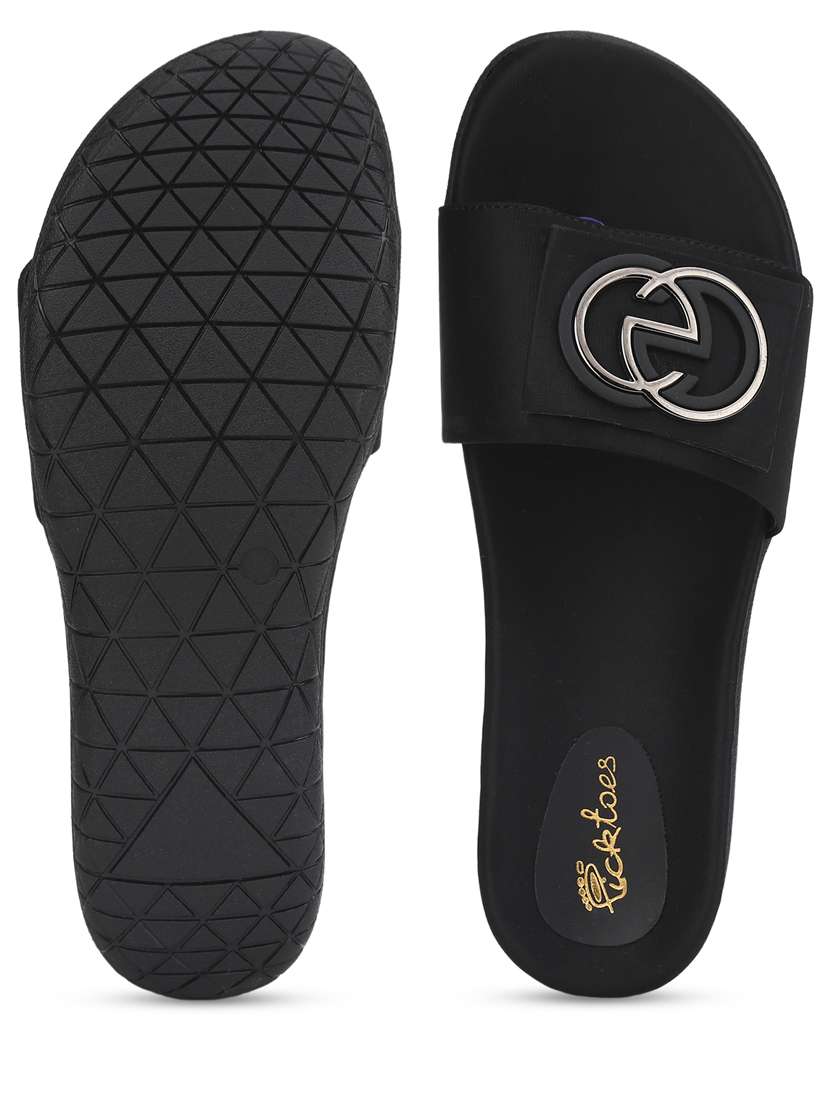 women black slip on sandal - 21676701 - Standard Image - 2