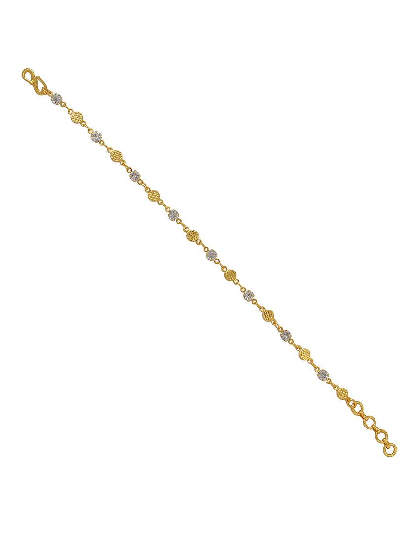 memoir gold plated cz studded round shaped linked stylish light weight fashion bracelet - 21676869 - Standard Image - 2