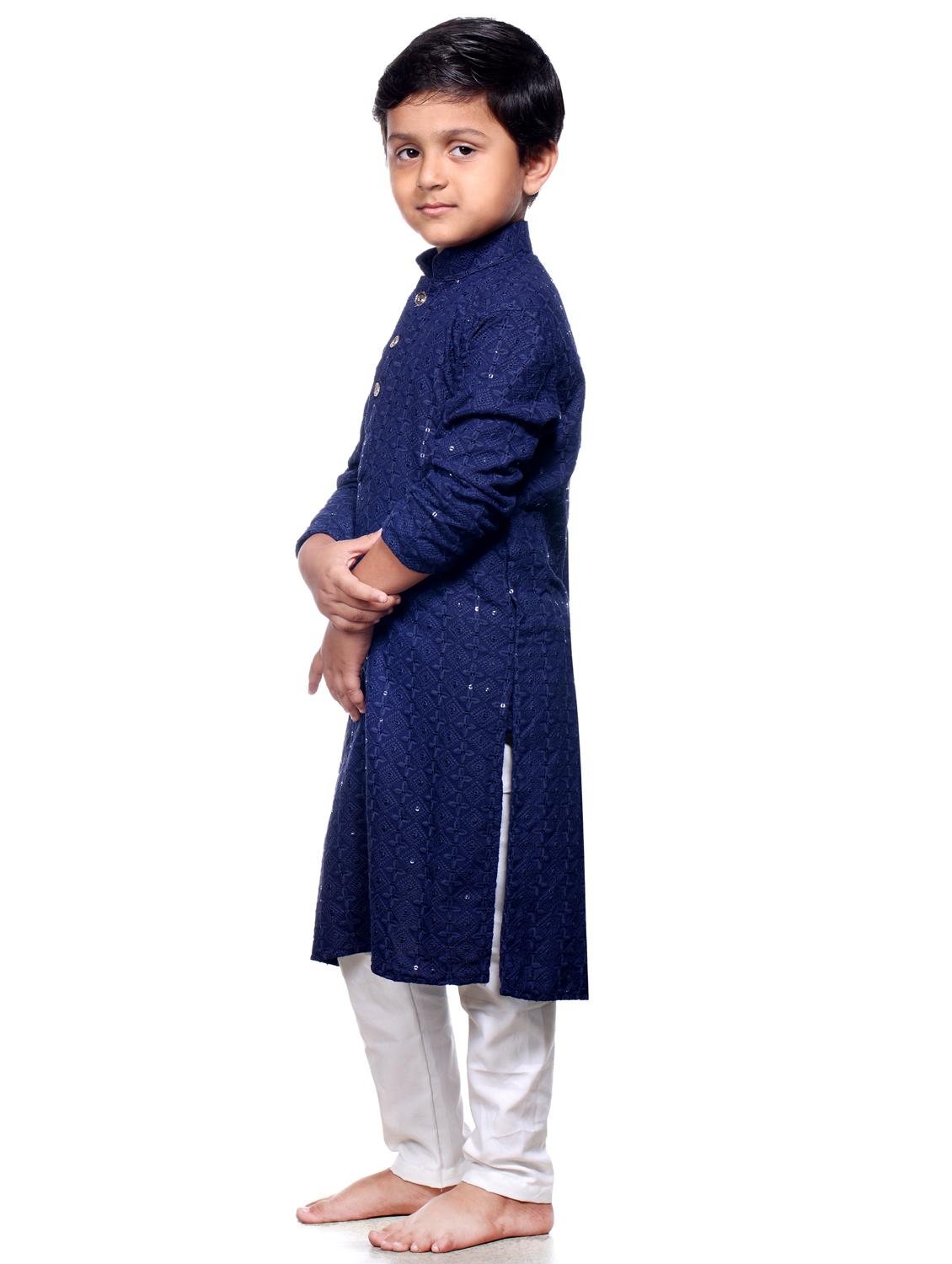 boys embroidered kurta bottom set - 21676943 - Standard Image - 2