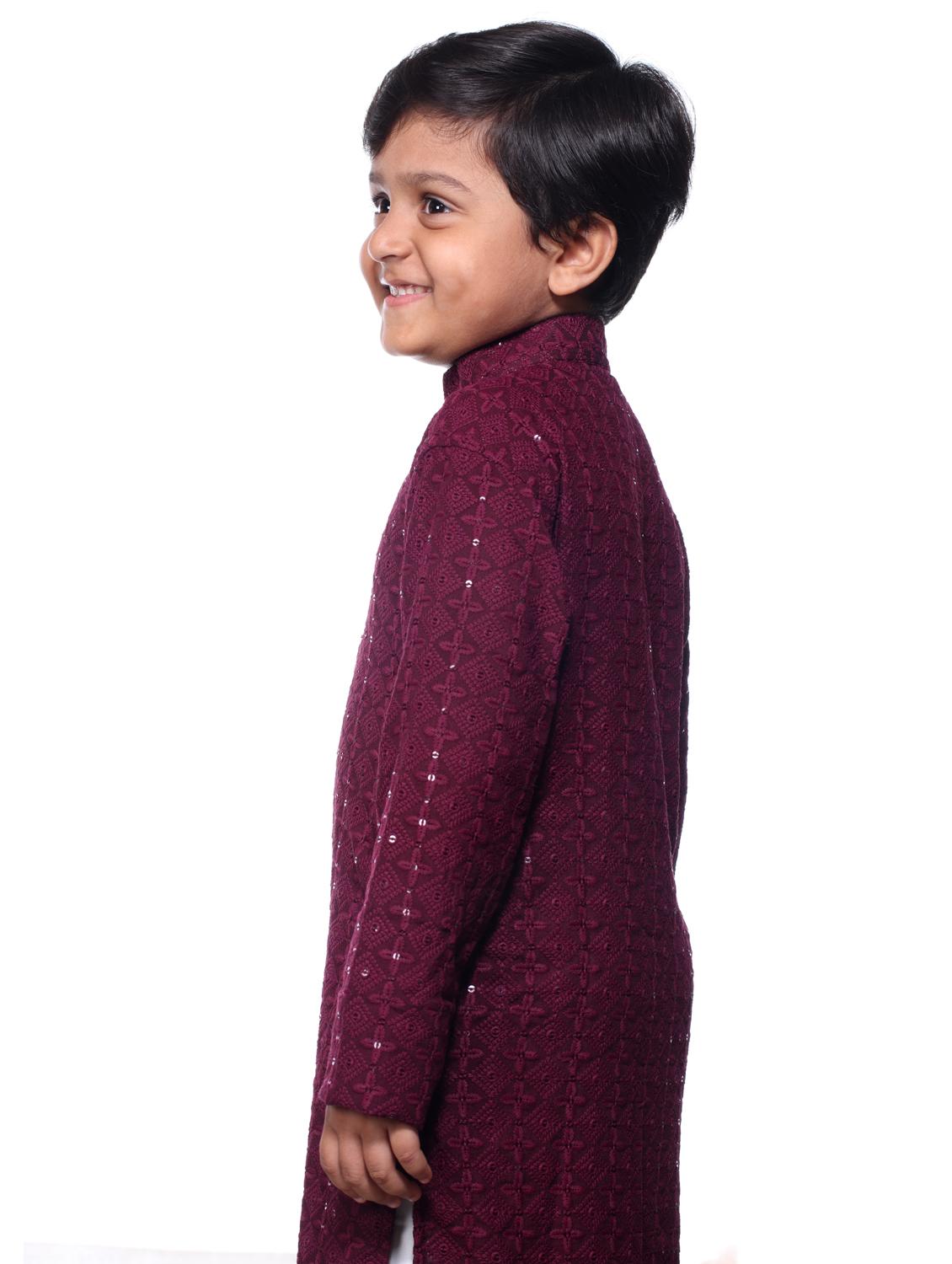 boys embroidered kurta bottom set - 21676944 - Standard Image - 2