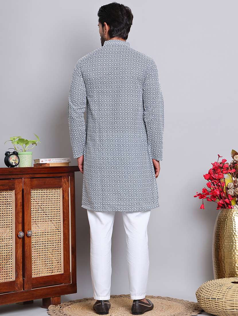 men embroidered kurta pyjama ethnic wear set - 21676973 -  Standard Image - 2