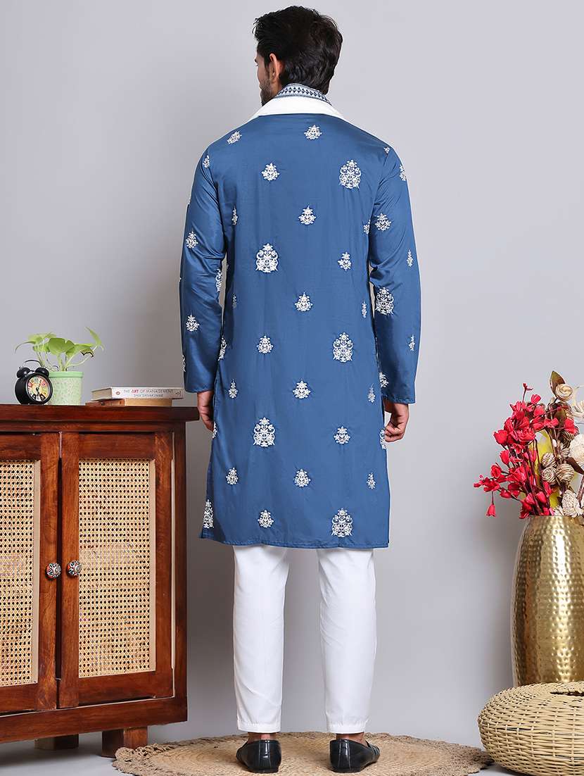 men embroidered & sequin kurta pyjama with dupatta - 21677000 -  Standard Image - 2