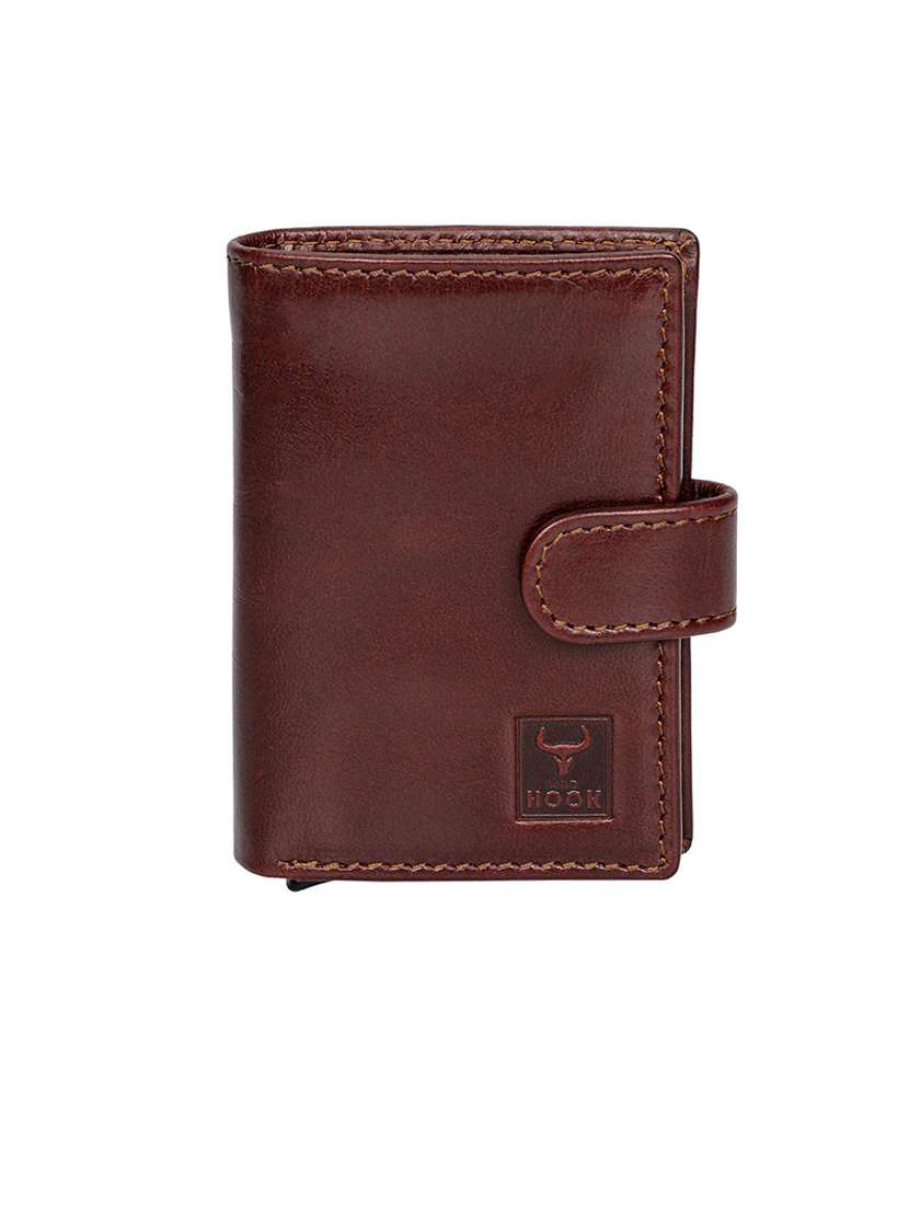 men brown genuine leather wallet