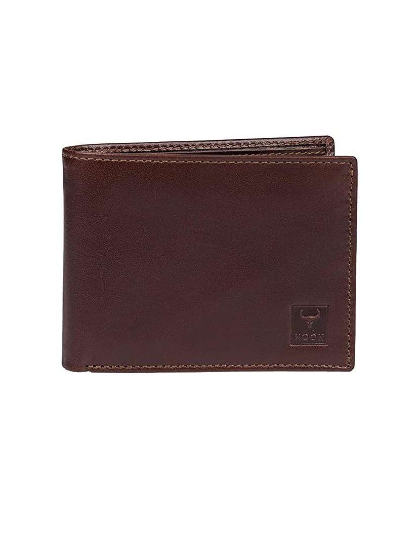 men brown genuine leather wallet