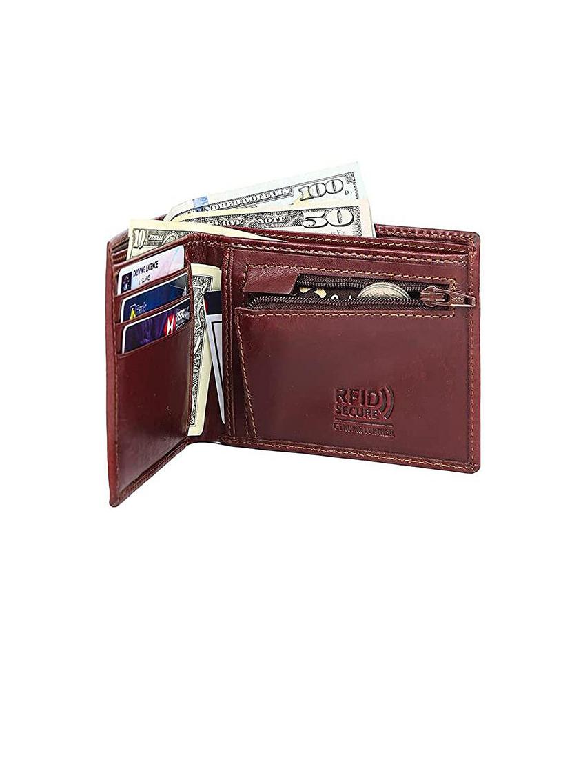 men maroon genuine leather wallet - 21677396 - Standard Image - 2