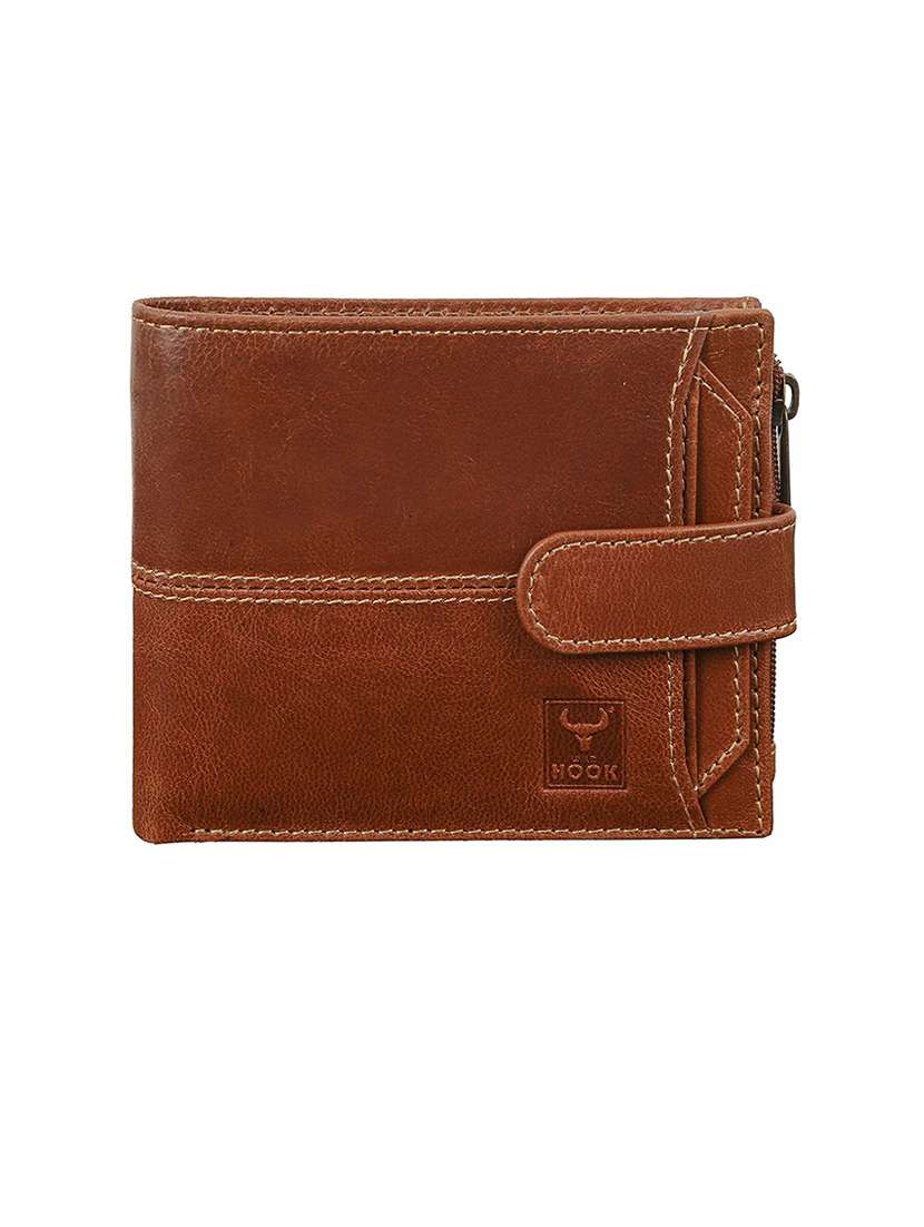men brown genuine leather wallet