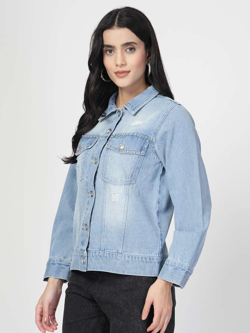 women embellished long sleeves denim jacket - 21677519 -  Standard Image - 2