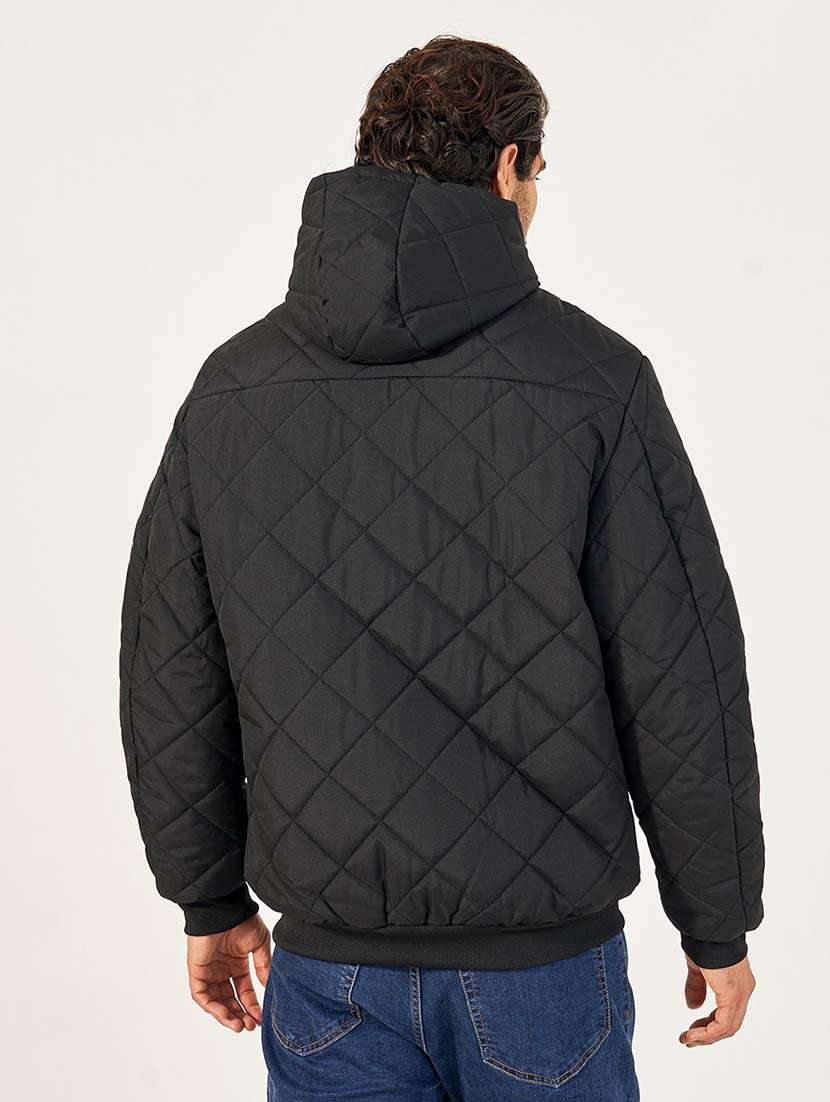 men black solid puffer jacket - 21677544 -  Standard Image - 2