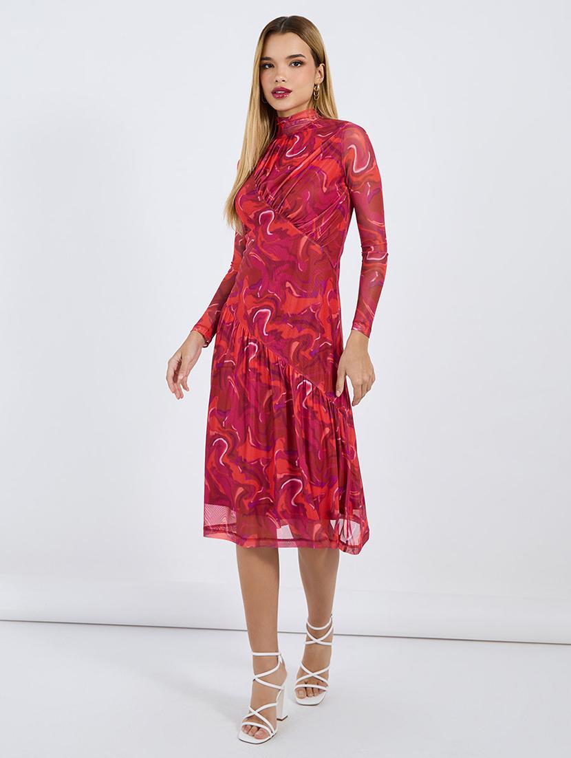 women printed long sleeves tiered dress - 21677562 -  Zoom Image - 0