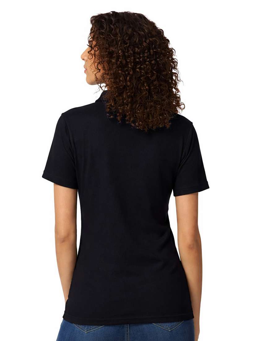 Women Solid Short Sleeve Polo T-shirt - 21677587 -  Standard Image - 2