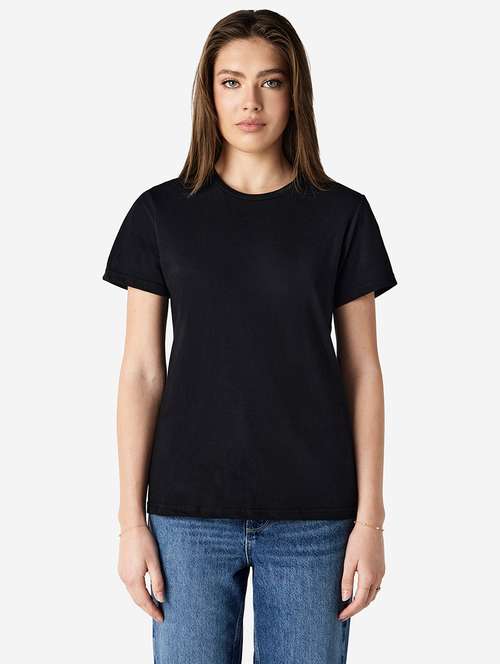 women round neck plain t-shirt - 21677591 - Standard Image - 0