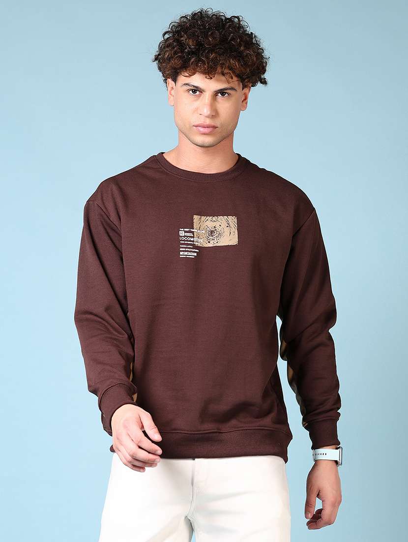 men chest print long sleeve sweatshirt