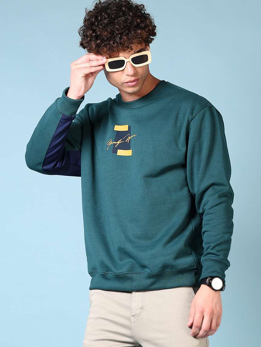 men chest print long sleeve sweatshirt