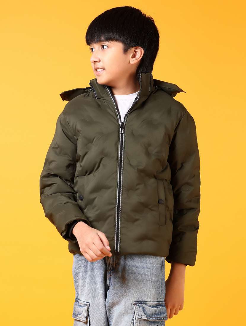 boys long sleeves solid quilted jacket