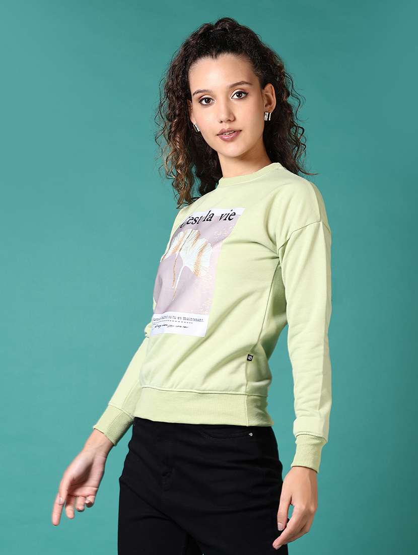 women long sleeves front print sweatshirt - 21677692 -  Standard Image - 2