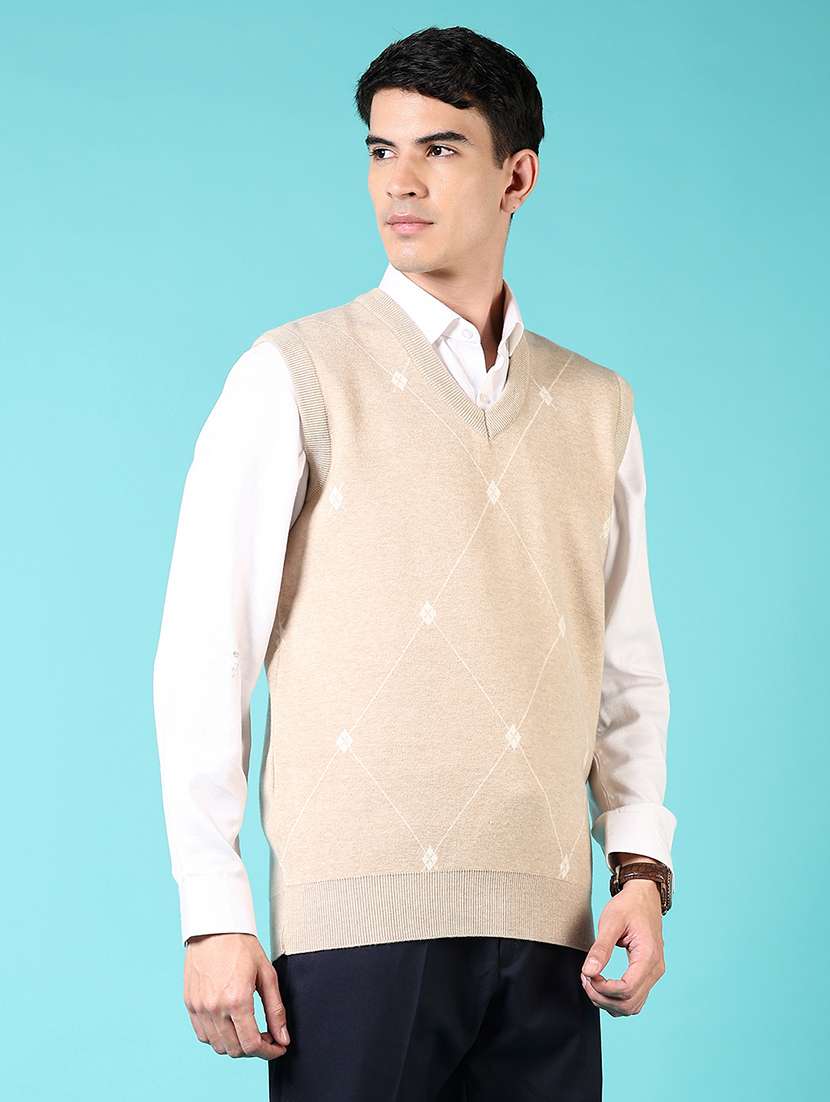 men self design sleeveless pullover sweater - 21677731 -  Standard Image - 2