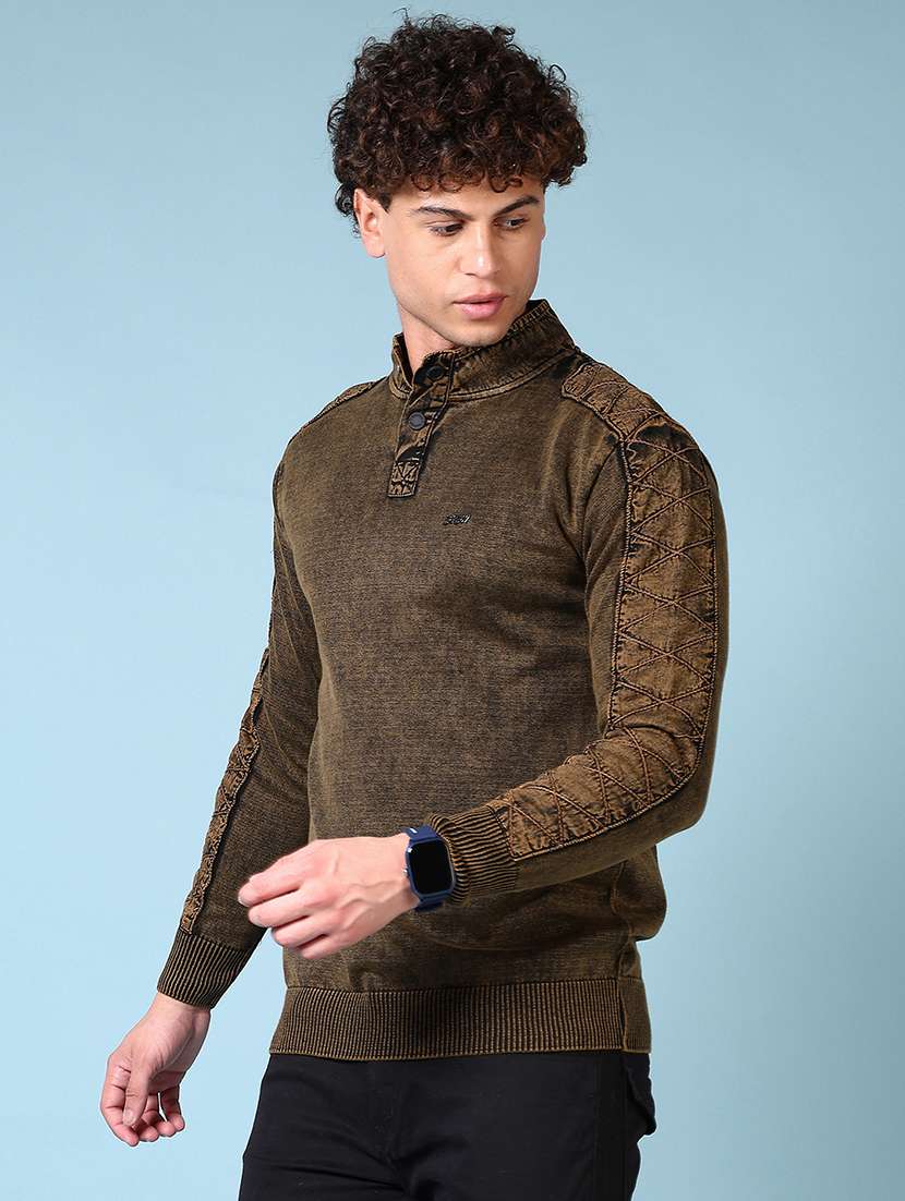 men solid stand collar pullover - 21677733 -  Standard Image - 2