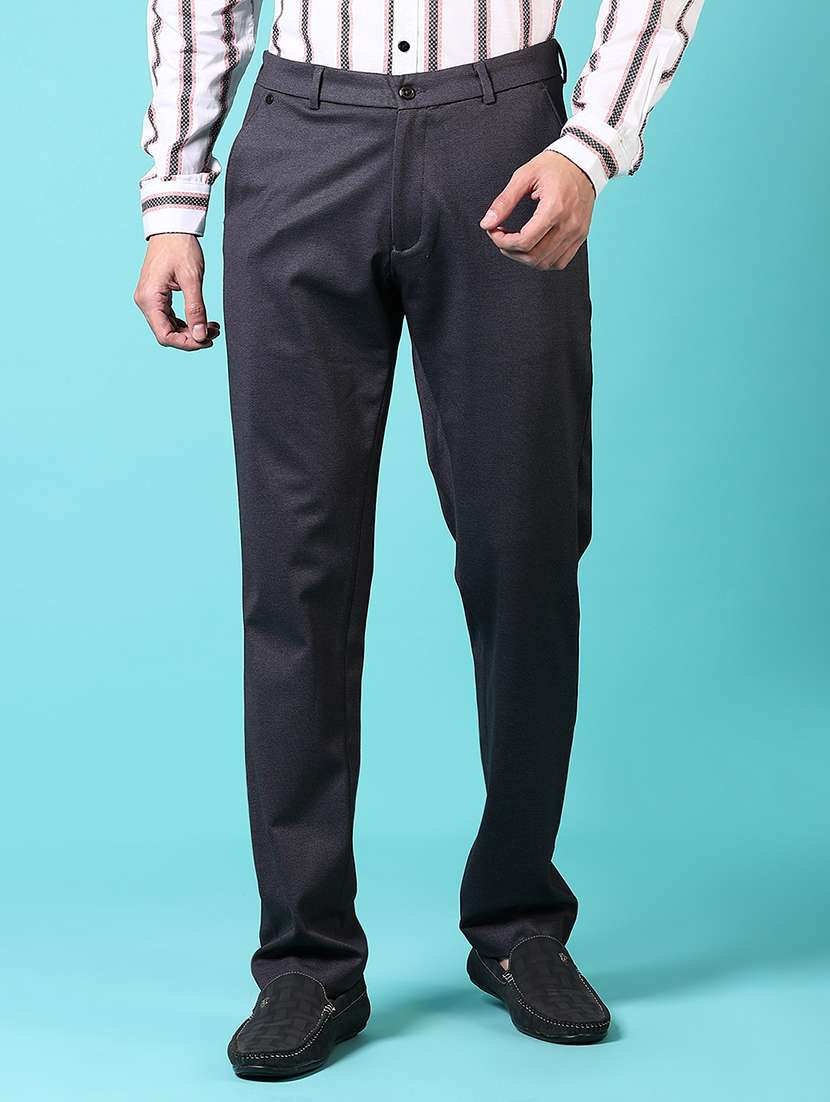 men solid mid rise flat front tailored trouser 