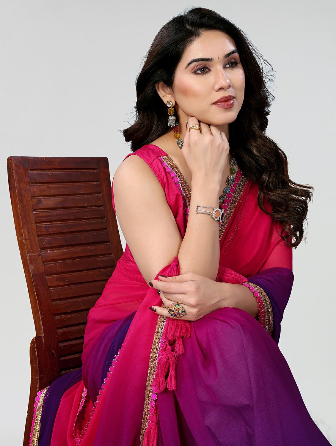 women ombre printed saree with blouse - 21677805 - Standard Image - 2