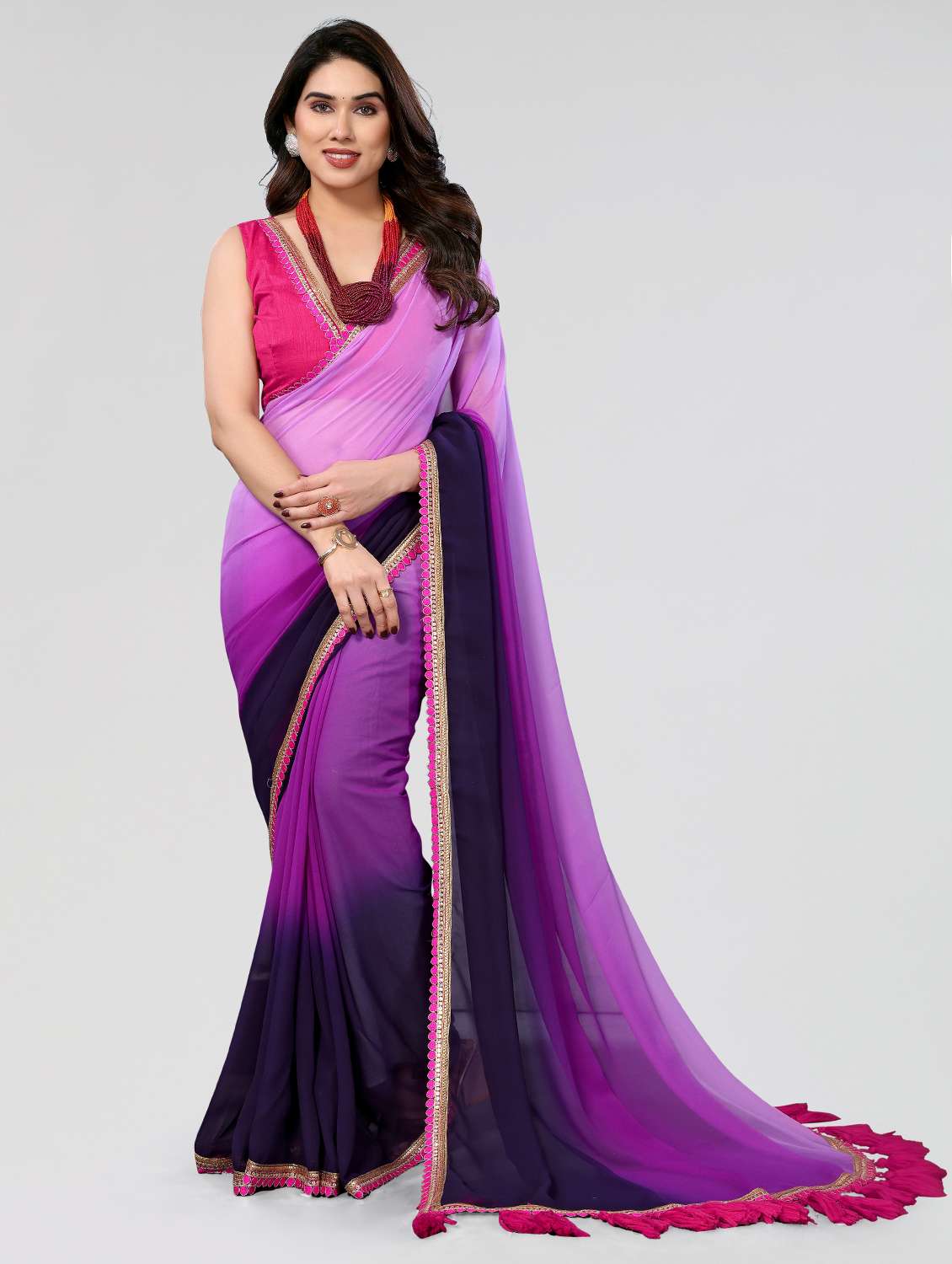 women ombre printed saree with blouse