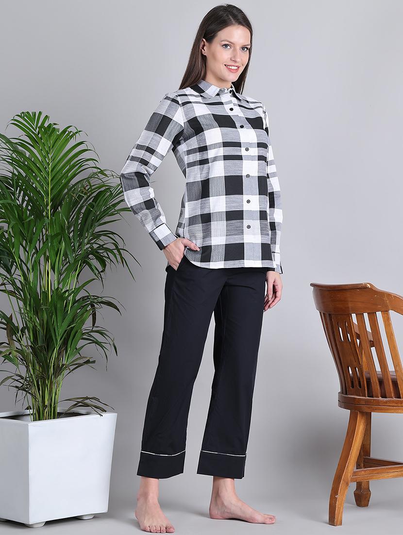 women checkered nightwear pyjama set - 21677814 - Standard Image - 2