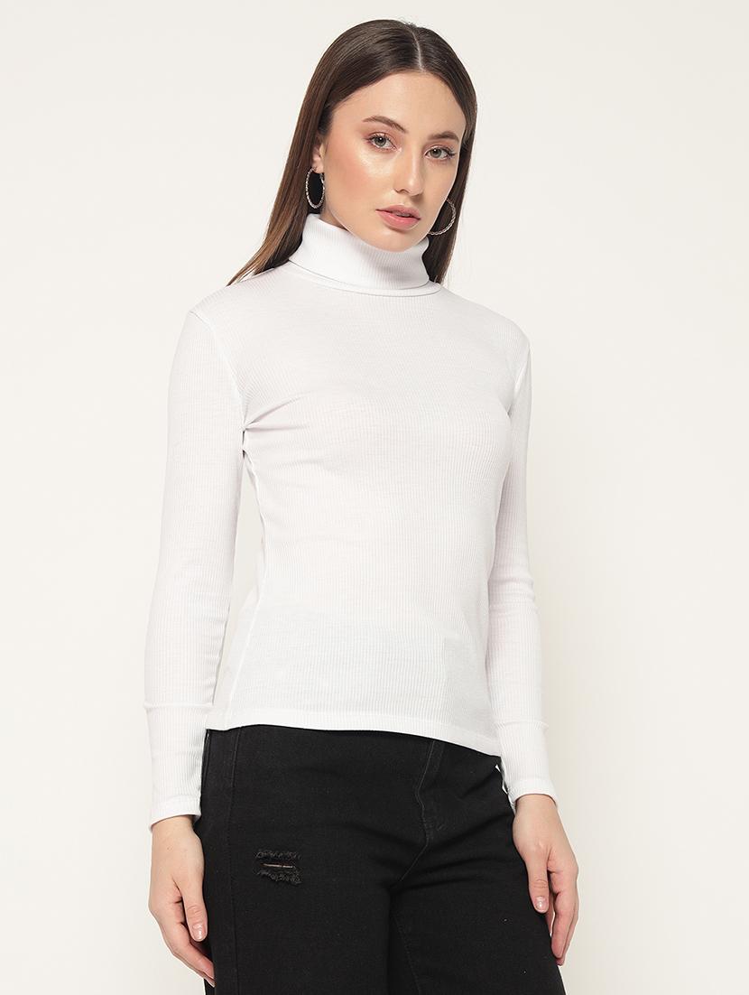 women solid high neck winter wear top - 21677826 - Standard Image - 2