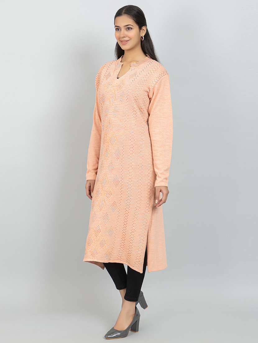 women self designed long kurta woolen kurta - 21677830 -  Standard Image - 2