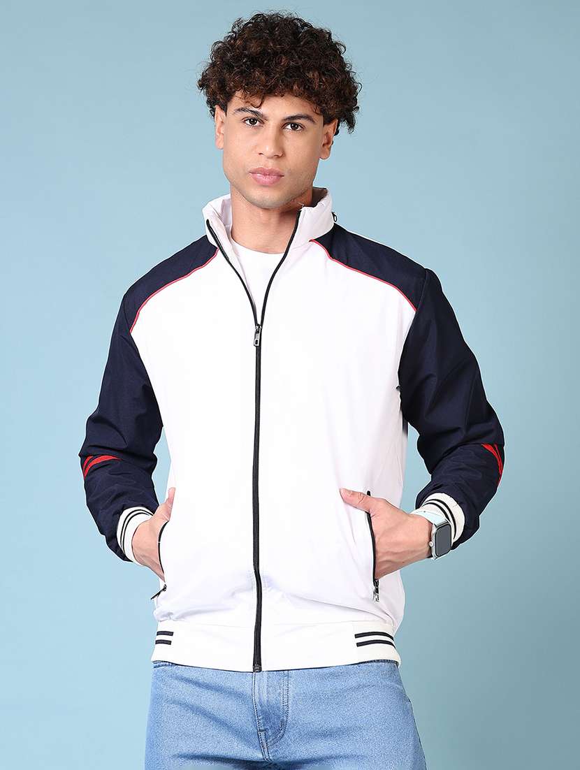 men long sleeves color block bomber jacket