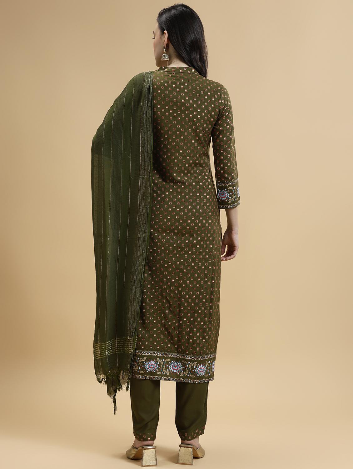 women three quarter sleeve kurta pant with dupatta set - 21678187 - Standard Image - 2