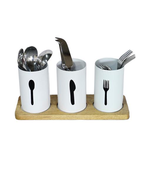 multipurpose wooden cutlery holder - 21678516 - Standard Image - 0