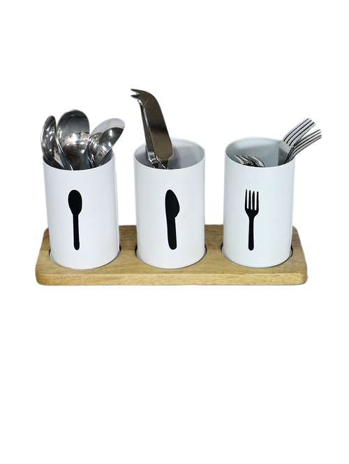 multipurpose wooden cutlery holder
