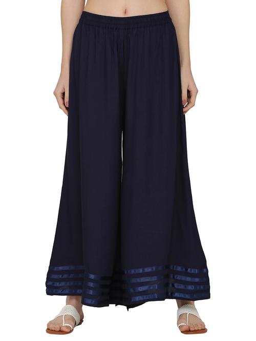 women solid rayon flared palazzo - 21678613 - Standard Image - 0