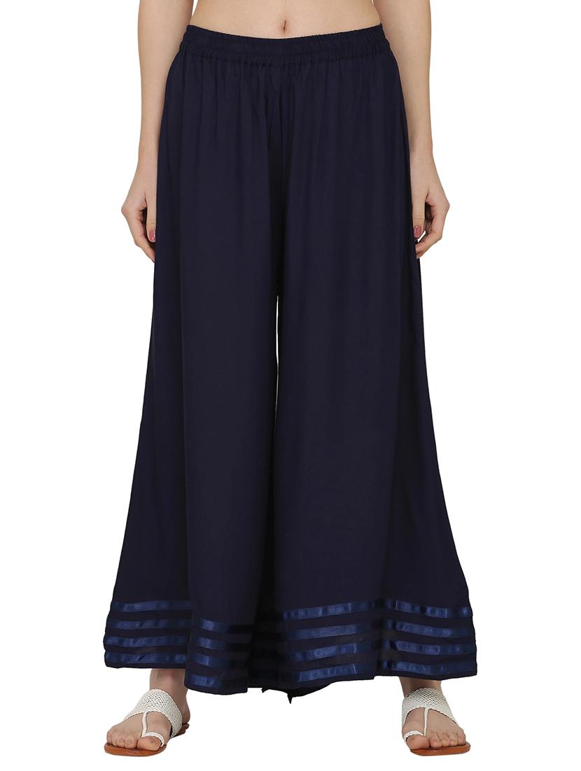 women solid rayon flared palazzo - 21678613 - Zoom Image - 0