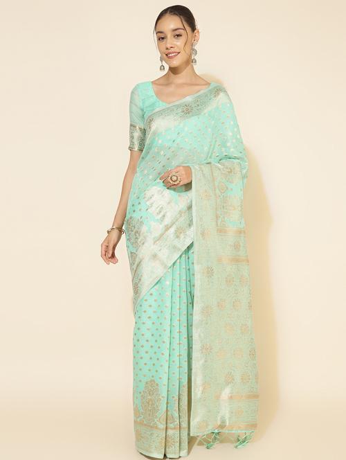 women self design chanderi saree with blouse - 21678617 - Standard Image - 0