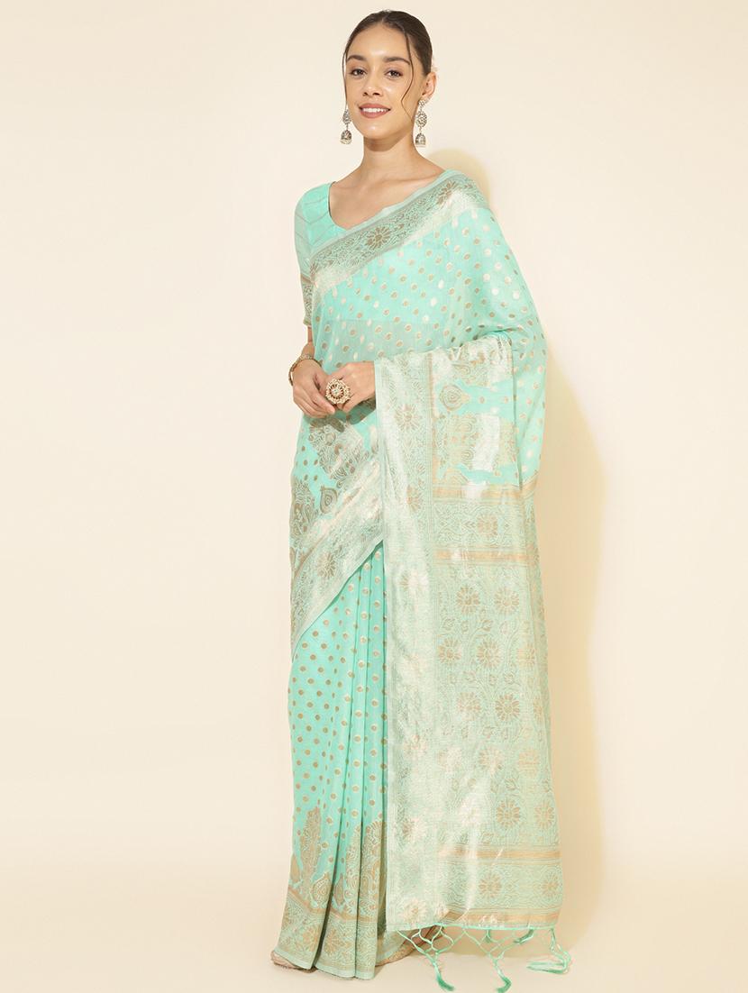 women self design chanderi saree with blouse - 21678617 - Standard Image - 2