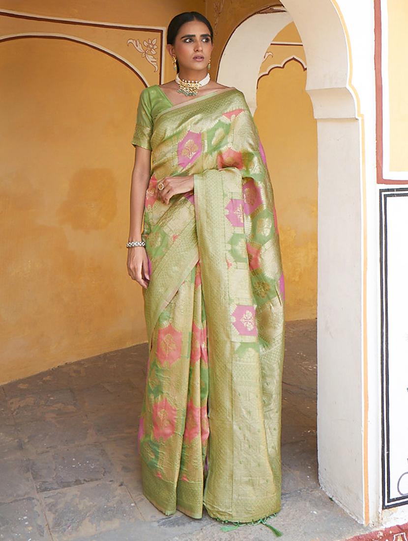 women self design chanderi saree with blouse - 21678626 - Zoom Image - 0