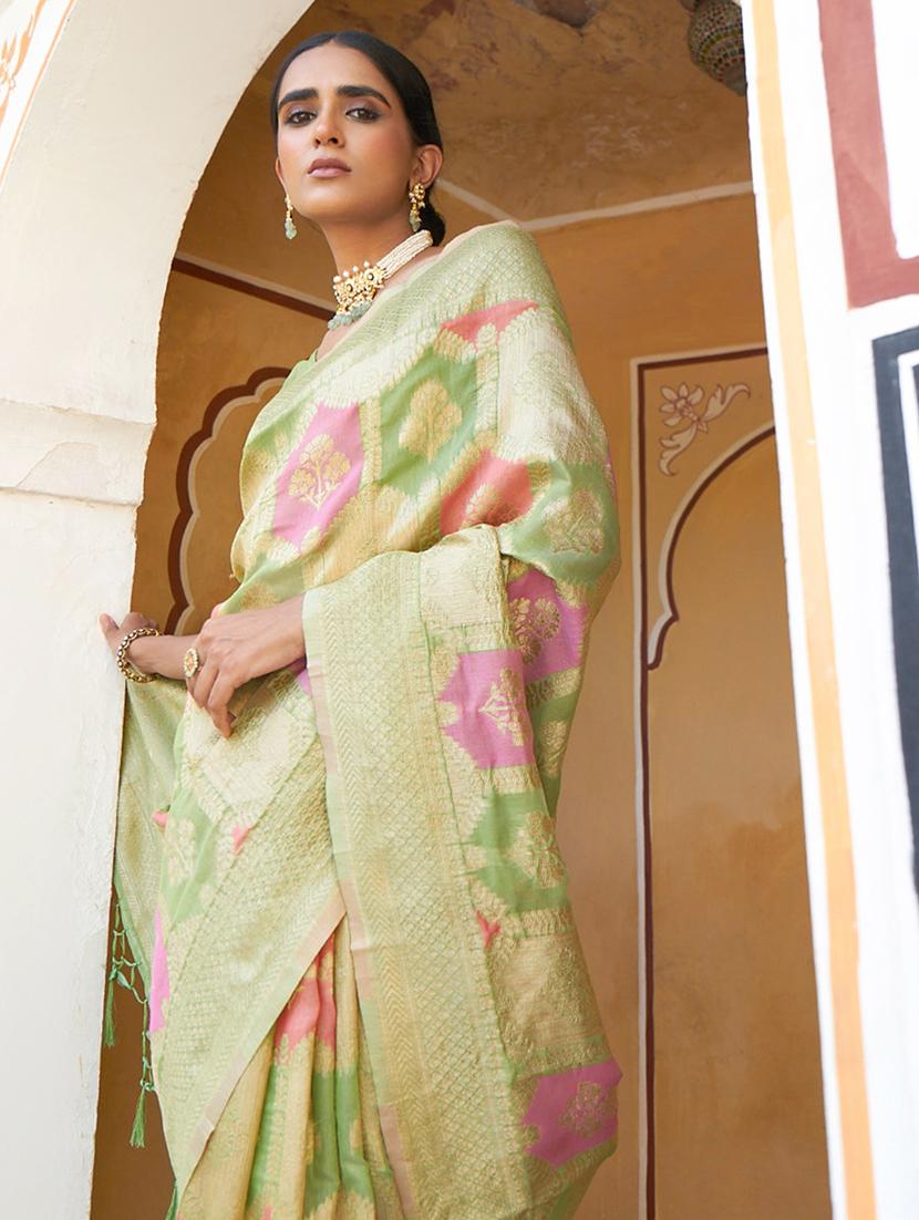 women self design chanderi saree with blouse - 21678626 - Standard Image - 2
