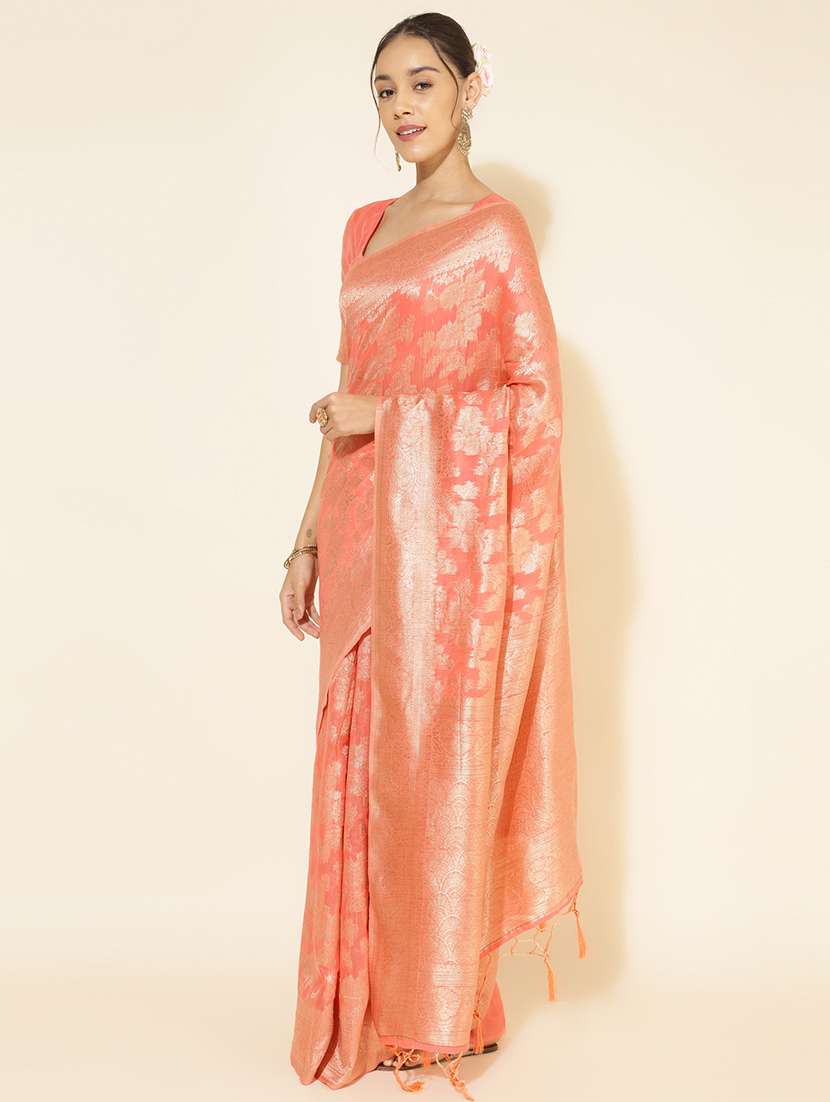 women self design chanderi saree with blouse - 21678644 -  Standard Image - 2