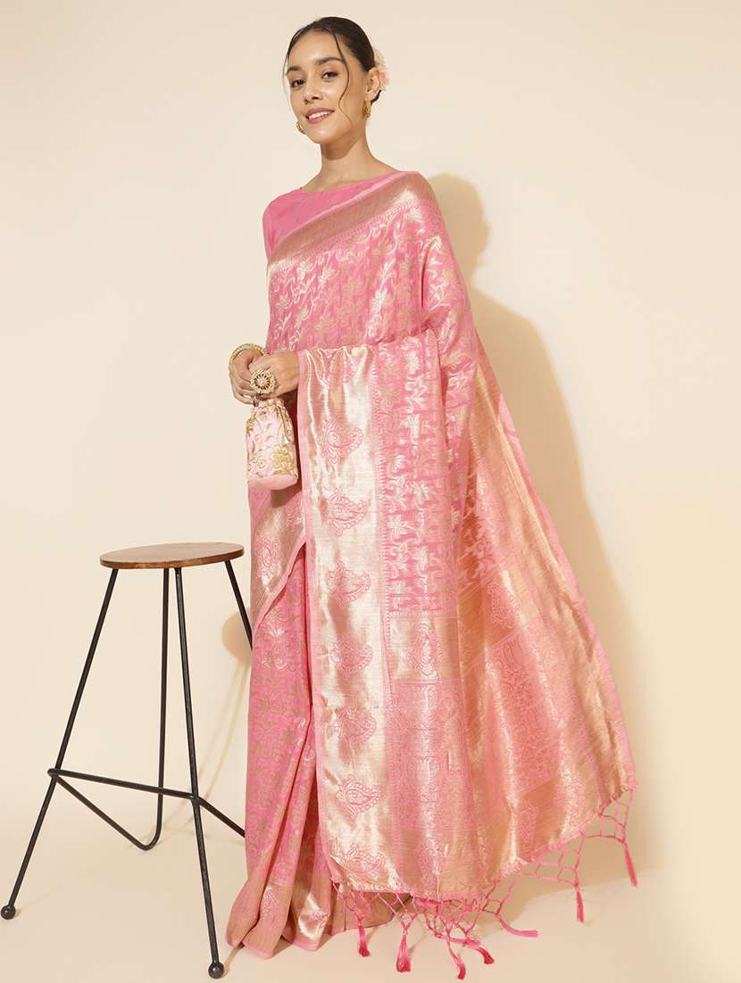 women self design chanderi saree with blouse - 21678646 -  Standard Image - 2